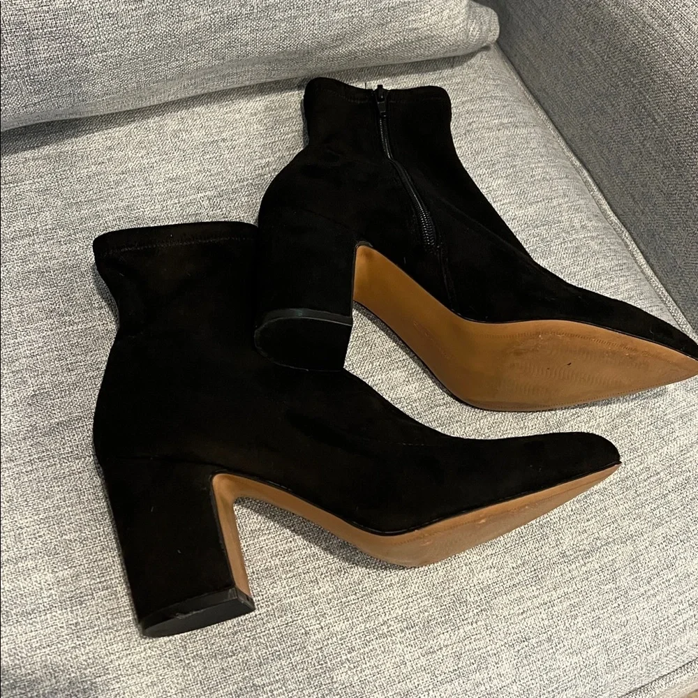 Steven Lieve Black Suede Pointed-Toe Sock Boots - Picture 10 of 11
